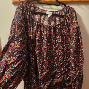 Ava & Viv 3X Multicolor Floral 3/4 Sleeve Shirt
